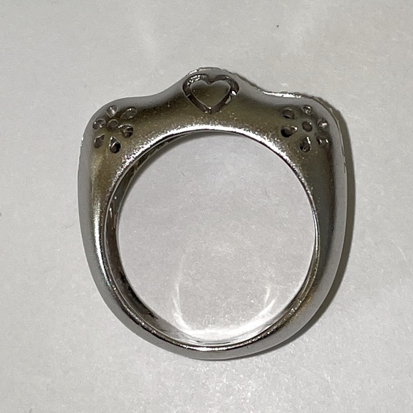 Solid Heavy Real 14K REAL White Gold Modern Hearts Flowers Bold Ring - Picture 17 of 17